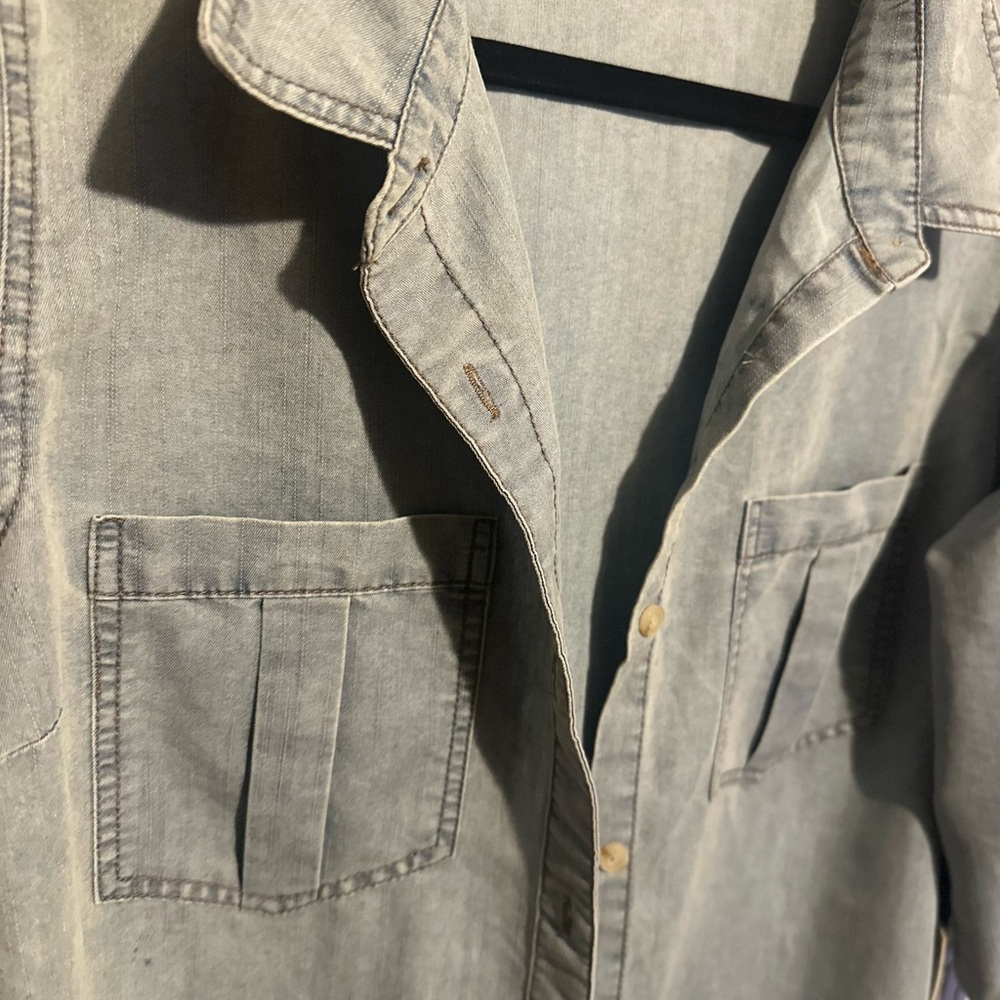 Denim Shirt Dress with Chest Pockets – Size XL - Picture 3 of 3